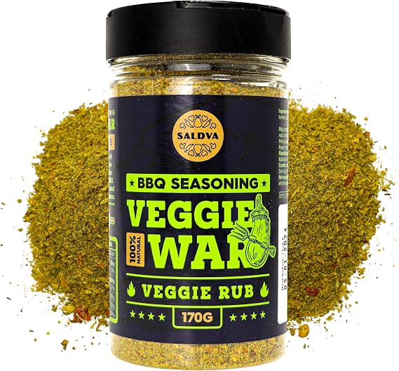 Veggie War BBQ Veggie Rub - 100% Natural Vegetable Seasoning - Amazing Blend Of Spices for Perfect Vegetable Dishes - Large Jar (170g)