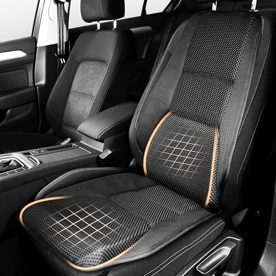 Car Seat Cushion - Memory Foam Car Seat Pad with Breathable Mesh, Relief Back Pain, Universal Fit, Easy to Install, Cushion Set for SUV/Truck Etc Black