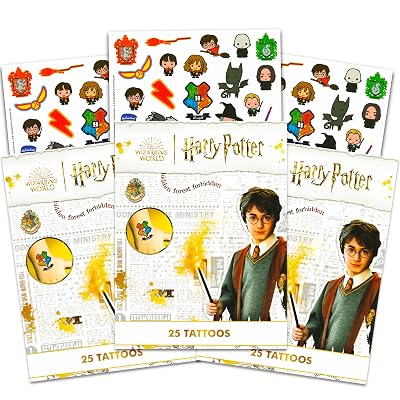 Harry Potter Tattoos for Kids Party Favors Bundle ~ 75 Ct Harry Potter Temporary Tattoos for Adults Teens Harry Potter Costume Accessories