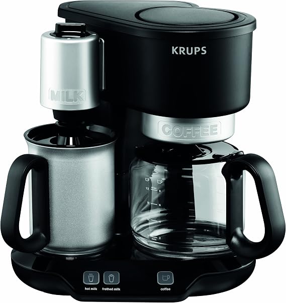 KRUPS KM310850 Latteccino 2-in-1 Coffee Maker Machine with Professional Milk Frother, 8-Cup, Black