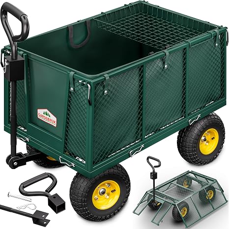 GARDEBRUK® 230L Heavy Duty Garden Trolley Cart, 550kg Load Capacity, Green