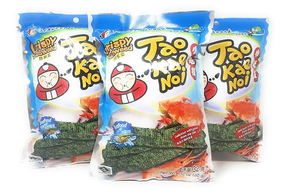 Tao Kae Noi Crispy Seaweed Seafood Flavor 32g, 3 Pack