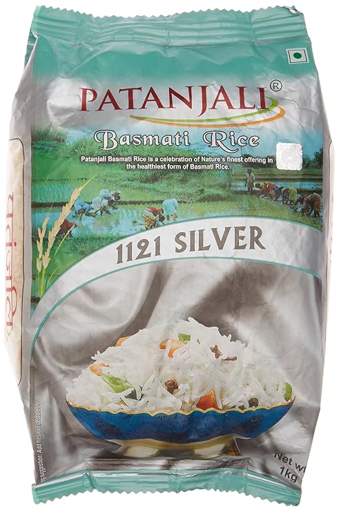 Patanjali Basmati Rice, Silver, 1kg