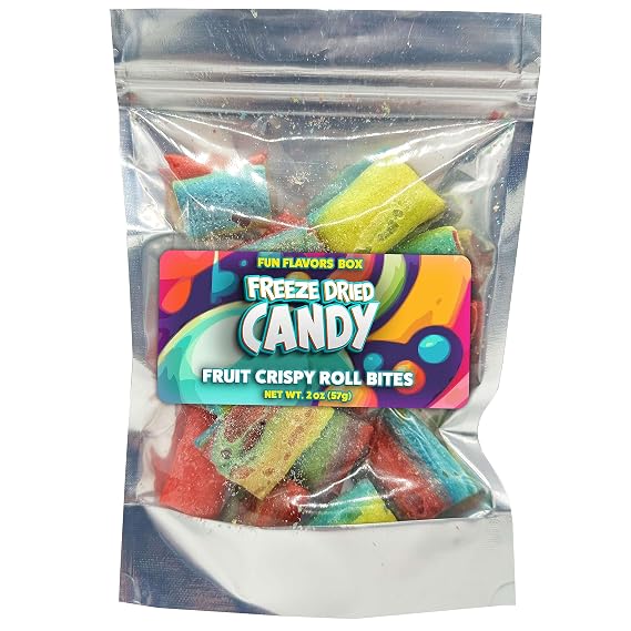 Freeze Dried Candy Fruit Crispy Roll Bites Variety Pack Crunch Candy Treats Space Theme Party Favor Gift Idea, 2 oz