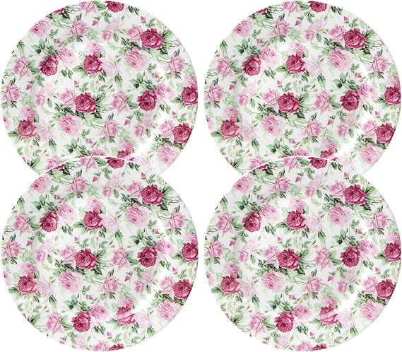 Gracie China Summer Rose Chintz All Over Dessert/Salad Plates, Set of 4 (8-Inch)