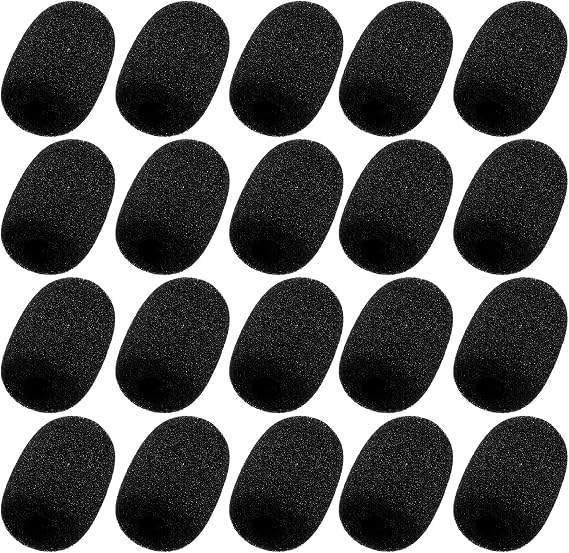 JJUNW 20 Pcs Headset Microphone Covers Foam, Mini Microphone Covers Foam | Microphones Windscreen Headset Mic-Cover Noise Reduction For Lapel And Headset Microphones Windscreen 28X23MM