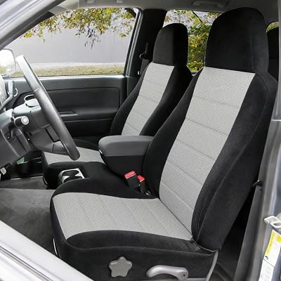 ESMING 6040 Front Split Bench Seat Covers Fit for Chevy Colorado GMC Canyon 2004 2005 2006 2007 2008 2009 2010 2011 2012 with Console Armrest Truck Seat Cover-Light Gray