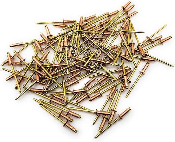 Metal Magery 100 Copper Pop Rivets 1/8 Diameter Brass Mandrel Blind Rivets Dome Head 4-4 (1/8"Diameter x 1/4" Grip) Qty 100