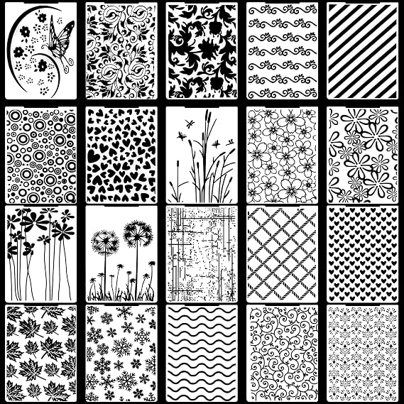 20 Pcs Embossing Folders for Card Making, Embossing Stencil DIY Craft Template Plastic Paper Card Decorating Mold Folder for Scrapbook Photo Album DIY Craft Making, 5.9 x 4.1 Inch (Vintage)