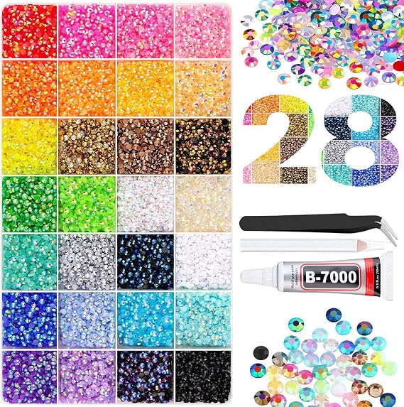 28 Colours 28000 Bedazzling Rhinestone Kit with Glues