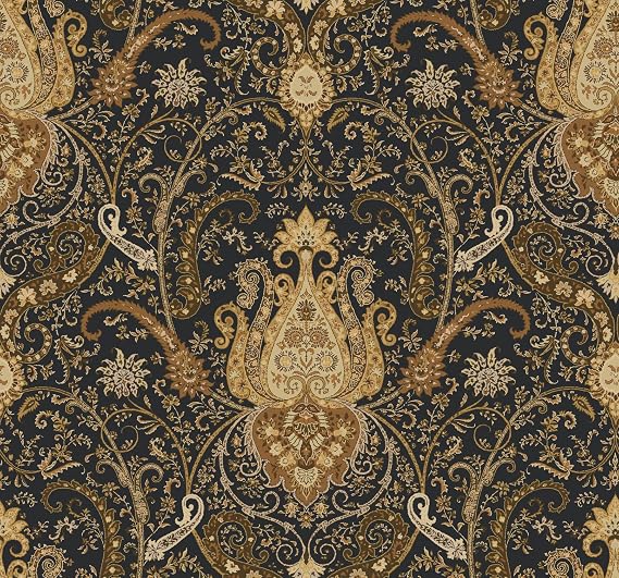 York Wallcoverings Waverly Classics Byzance Removable Wallpaper, Black/Amber/Rust/Ecru/Brown