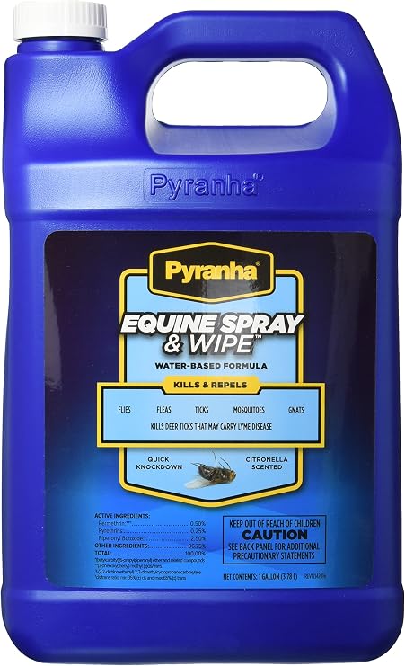 Pyranha 001EQSPG 068180 Equine Spray & Wipe Insect Repellent, 1 Gallon