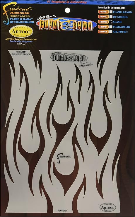 Artool Freehand Airbrush Templates, Flame O'Rama Slash