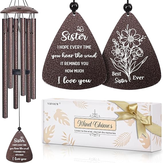 Sister Gifts, 32" Bronze Wind Chimes, Sister's Birthday Gifts from Sisters