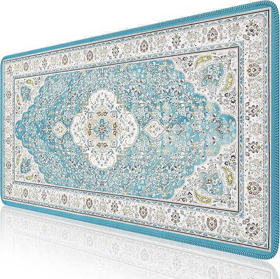 iCasso Large Desk Mat for Keyboard and Mouse,Retro Desk Pad,Non Slip Keyboard Mat with Stitched Edges,Long Extended Mouse Pad for Office Home School (35.415.7 Inches)