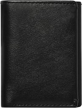 House of Jack Co. Eastwood Mens Leather Trifold Wallet, RFID Blocking Wallet with Double Bill Compartment, Full Grain Cowhide Wallet, Black