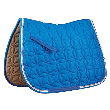 Roma Ecole Star Quilt Close Contact Saddle Pad, Blue/White/Grey, Full