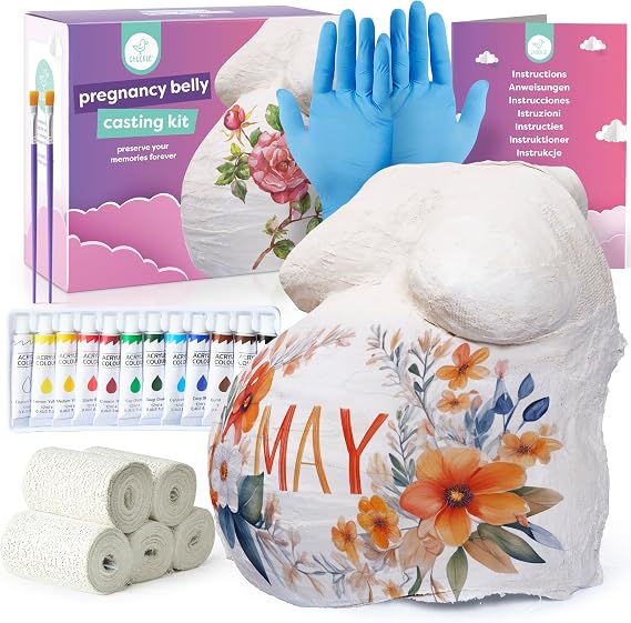 chuckle Belly Casting Kit Pregnancy Create a Beautiful 3D Pregnancy Keepsake, Easy DIY Belly Mold for Expecting Moms, Celebrate Your Journey into Motherhood, Baby Belly Cast