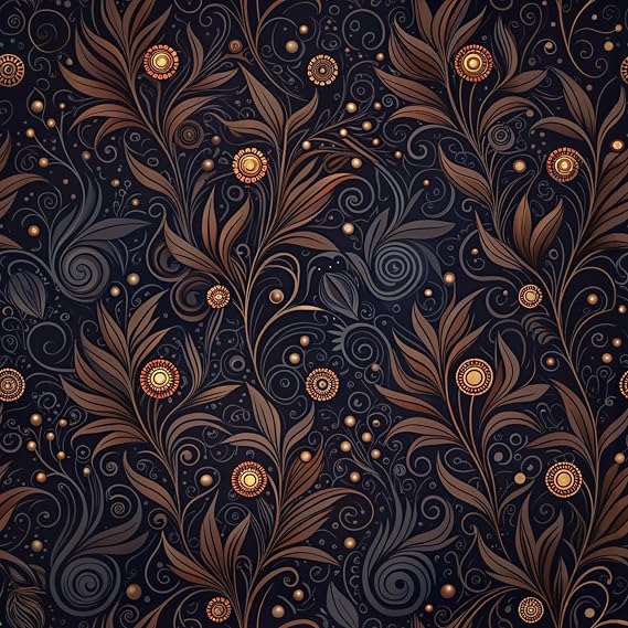 Peel and Stick Wallpaper Boho- Black and Gold Flower Contact Paper - Removable Leaf Floral Wall Mural Home Nursery Decor Renter Friendly Wallpaper 17 in x 32.8 ft