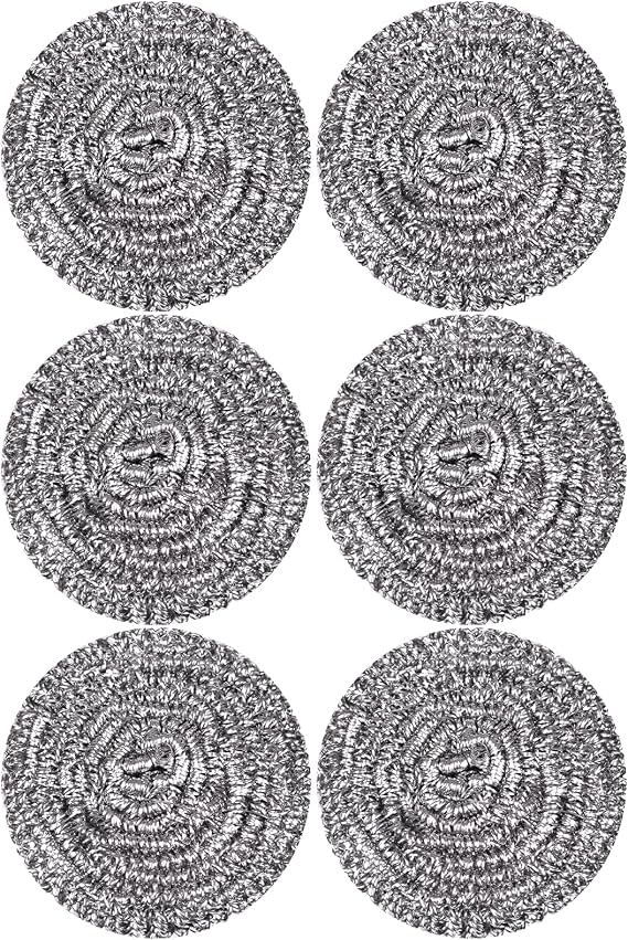 Carrie Joe Stainless Steel Scourer Heavy Duty Scrubber Pads Steel Wool Pack of 6,40g