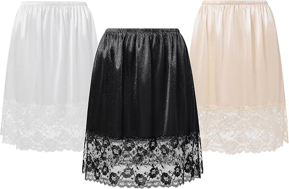 Coucoland Half Slips for Under Dresses - 20" Black White Womens Underskirt Half Slip Women Under Dress Shirt Skirt Extender