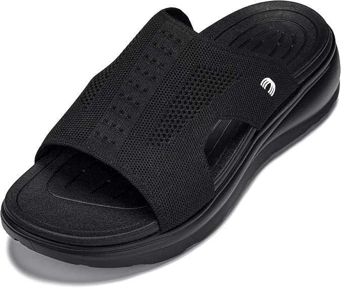 CALTO Men's Invisible Height Increasing Elevator Shoes - Ultra Light-weight Slip-on Comfort Sandals - 2 Inches Taller