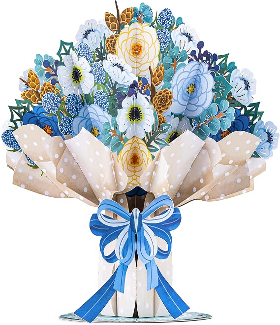 Paper Love HugePop Pop Up Card, 3D Magical Flower Bouquet, With Detachable Paper Flower Bouquet, Gift for Birthday, Wedding, Anniversary, Graduation, Get Well, Thank You, All Occasion - Jumbo 10" x 14" Cover