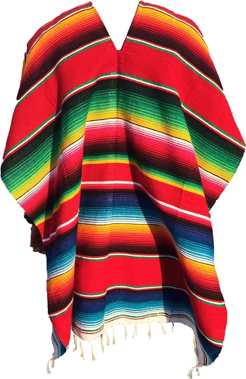 Trade MX Authentic Mexican Poncho (Multiple Colors Available) (Red) One Size