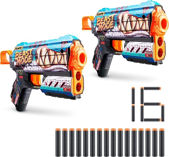 XSHOT Skins Flux Blaster with 16 Darts - Beast Out Skin (2 Pack) by ZURU, Easy Reload, Air Pocket Dart Technology, Toy Foam Blaster for Kids, Teens and Adults