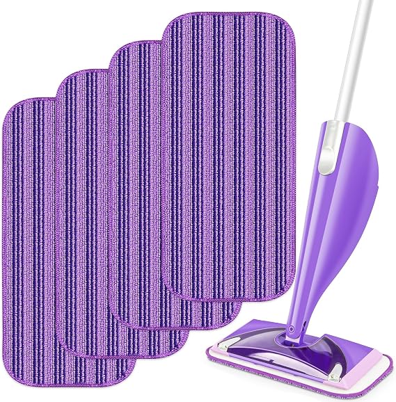4 Pcs Refill Wipes for Flash Speed Mop - Reusable Mop Refill Pads for Flash Powermop, Washable Microfibre Mops Heads Replacement Absorbing Pads for Wet & Dry Floor Cleaning