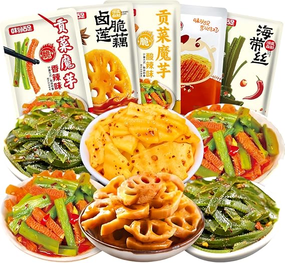 Latio Spicy Vegan Gift Pack, 4 Individual Package, Spicy and Crispy, Chinese Sweets, Spicy Snacks, Spicy Snacks, Spicy Snacks, Instant Peachy Cognac, Kombu Yarn, Lencon, Potatoes, Vegetable Spicy