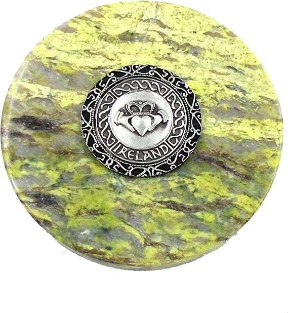 Connemara Genuine Irish Marble/Mullingar Pewter Paperweight Ireland Claddagh Design