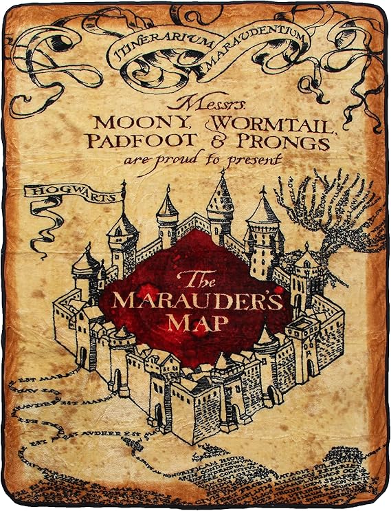 Harry Potter Marauders Map Micro Raschel Fleece Throw Blanket 48" x 60"