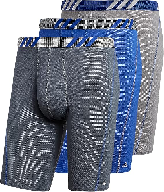 adidas Men's Performance Mesh Long Boxer Brief Underwear (3-Pack), for active sport and all day comfort