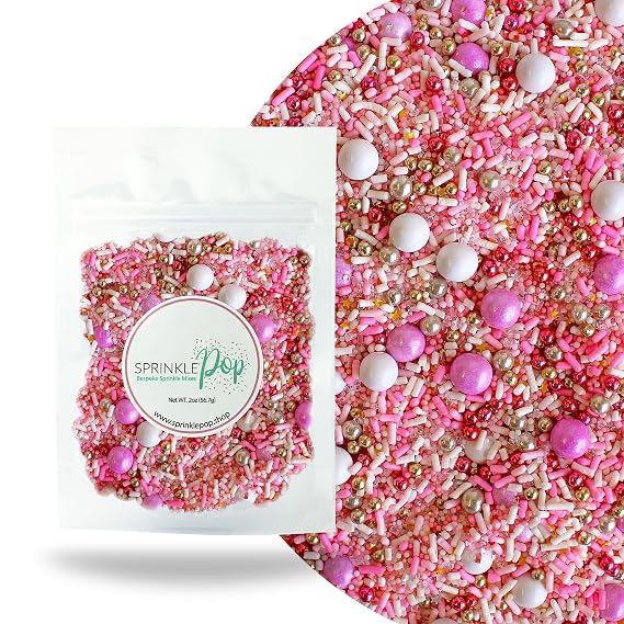 Sprinkle Pop Pink Velvet Sprinkle Mix, Pastel Pink and White, 2oz