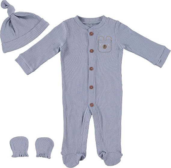 Baby Gear Baby Boys' Baby Clothes Matching Hat and Mittens Pajama Set for Sleep and Play