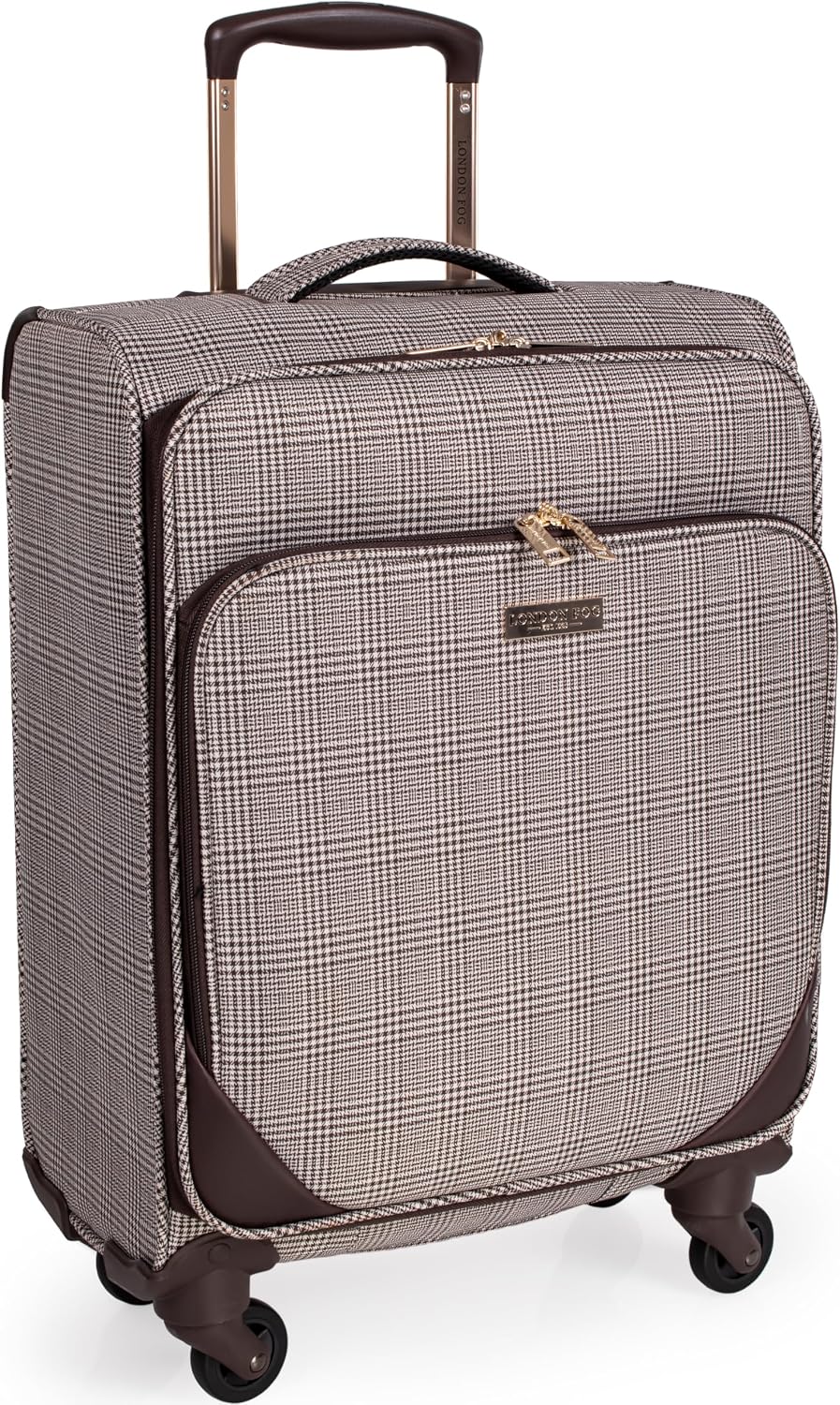 London Fog 20 Inch Suitcase on x4 Spinner Wheels - Samll Soft Shell Sided Luggage with Drag Handle Fits Travel Cage 58x36x22 | Camberley LFL003