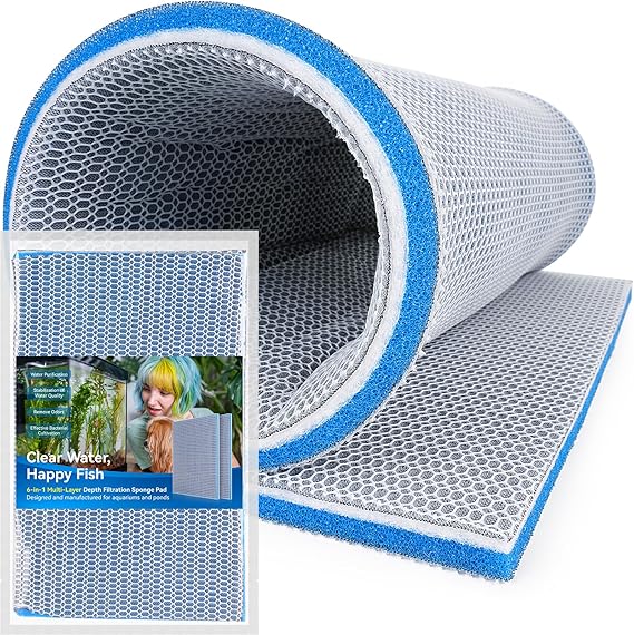 Borlech Aquarium Filter Media Sponge Pad, Multi-Layer Foam Filter Floss for Fish Tank Filters Accessories (40 x 30 x 1.5 cm)