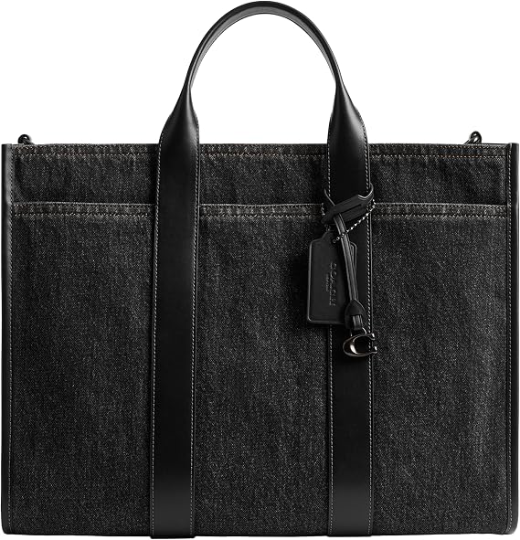 Coach, Mens, Wesley Tote In Denim, Washed Black, One Size