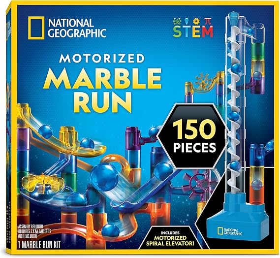 National Geographic Motorized Marble Run 150-Piece Building Set for Kids
