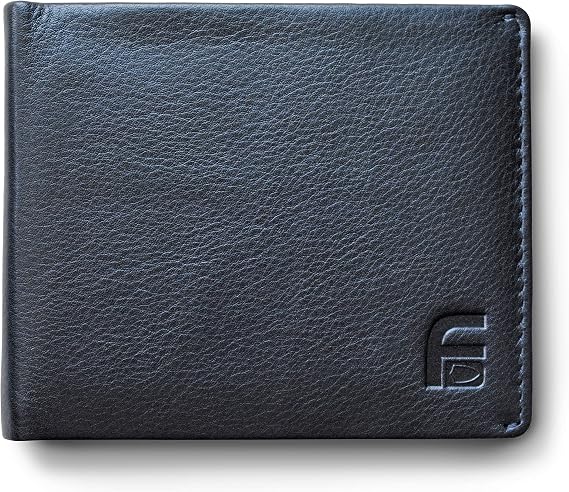 Faraday Defense RFID Blocking Men's BiFold Wallet - Genuine Deluxe Black Leather, ID Theft Protection
