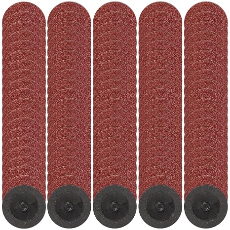 100 Pcs 2 Inch Sanding Discs, 36 Grit Quick Change Disc with 1/4 inch Holder Surface Conditioning Disc for Die Grinder Burr Rust Paint Removal, M-183