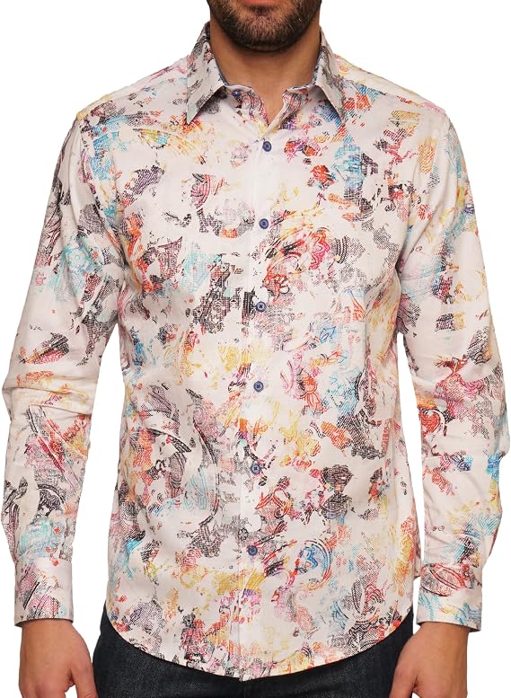 Robert Graham Men's Splash of Color Long Sleeve Button Down Woven Shirt Os5140c-960 (Pack of 1)