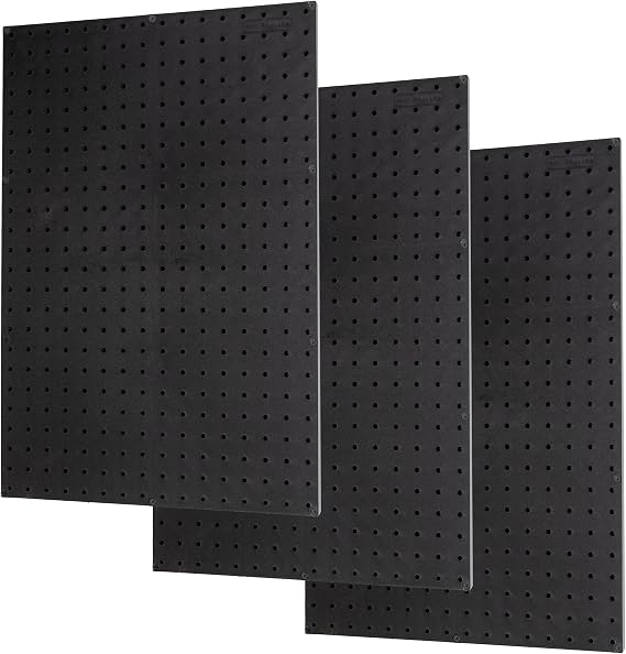WallPeg PEGBOARD Panels Peg Board Plastic Pegboard Kit 24"x24" (12, Black)