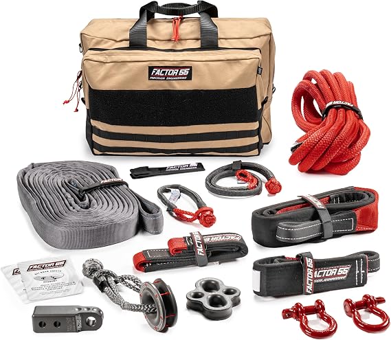 Factor 55 Borah Full Featured Large-Size Recovery Kit for The Advanced Off-Roader with Gray Hitchlink