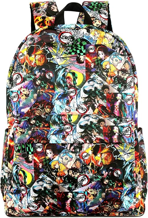 Roffatide Anime Cartoon Backpack for Women Men All Over Printed Backpack 15.6 in Laptop Backpack Cosplay Daypacks Black