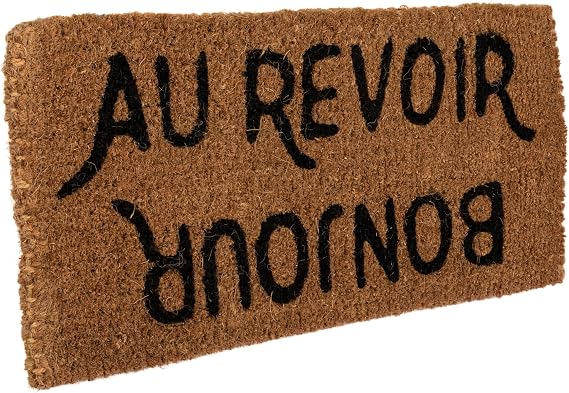 Creative Co-Op Coir Bonjour/Au Revoir Rectangle Doormat, Natural Finish