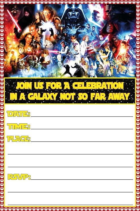 Set of 30 Galactic Adventure-Themed Happy Birthday Invitation Cards Lightweight (230g), Postcard Style Invites for the Perfect Party Pack