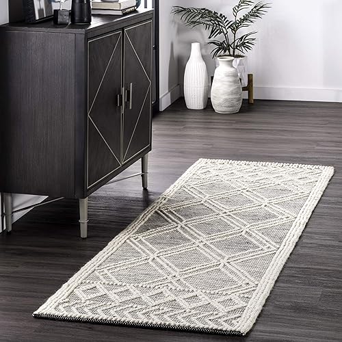 nuLOOM Natti Contemporary Trellis Runner Rug, 2' 6 x 6', Grey