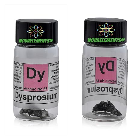 Dysprosium Metal Element 66 Sample Dy, Pure 1 gram 99,99% Inside Labeled Glass Vial